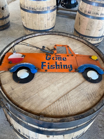 Gone Fishing Metal Sign