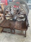 Two seater wagon wheel bench
