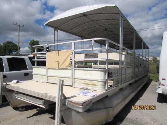 Pontoon Boat with Evinrude Outboard Motor