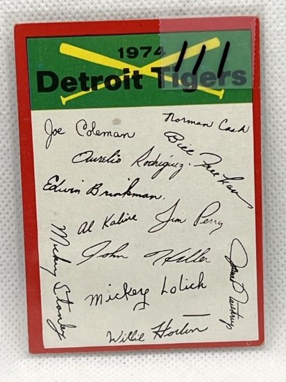1974 Topps Detroit Tigers Team Signature Card