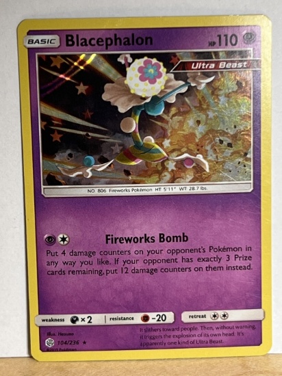 2019 Pokemon Rare Blacephalon Holo Card 104/236