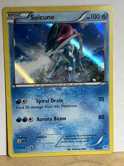 2016 Pokemon Rare Suicune Holo Card 30/30