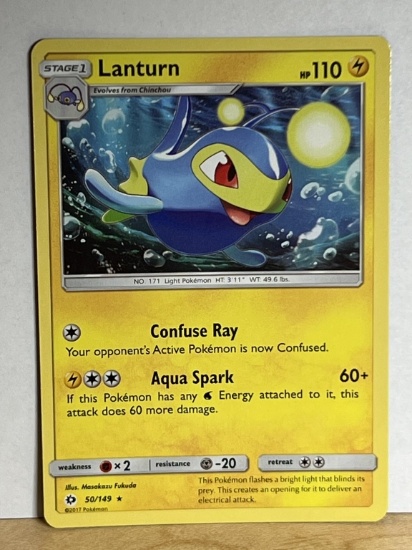 2017 Pokemon Rare Lanturn Card 50/149