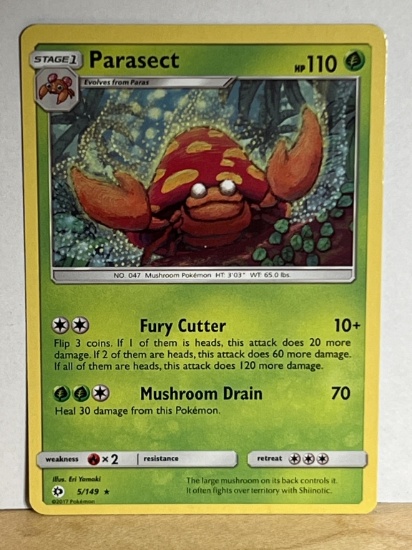 2017 Pokemon Rare Parasect Card 5/149