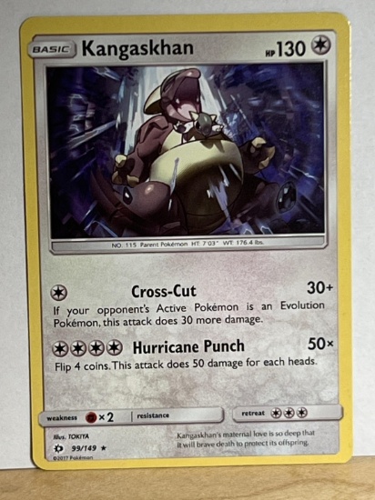 2017 Pokemon Rare Kangaskhan Card 99/149