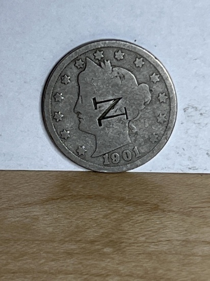 1901 No Mint Mark Liberty Head V Nickel