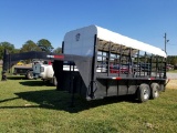 18' GOOSENECK STOCK TRAILER, TANDEM AXLE, 1 CUT GATE