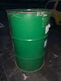 GREEN 55 GAL METAL DRUM WITH BOLT ON RING LID, FOOD GRADE, HAD APPLE JUICE