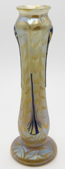 Signed Loetz Art Glass Vase, 12" Tall.
