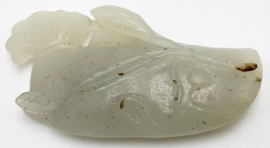 Ming Dynasty Chinese White Jade Carved Fish.