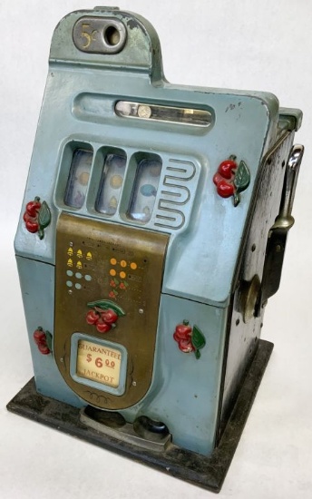 Mills "cherry" Vintage 1946 Nickel Slot Machine.
