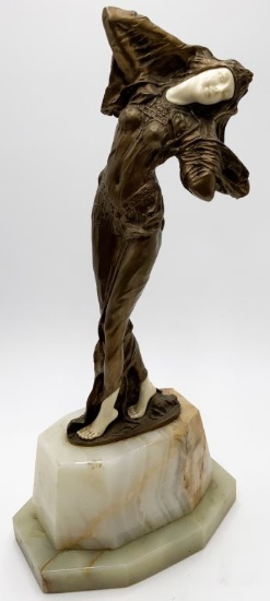 Antique Sgd. Chiparus Bronze Of Art Deco Woman.