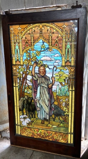 Large, Tiffany??? Stained Glass Window Of Jesus.
