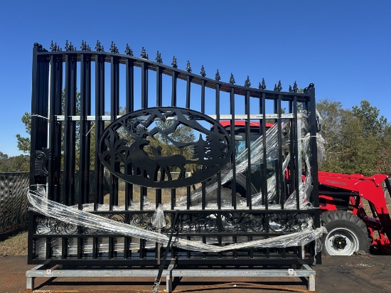 20ft Black Metal Gates (Deer Scene)