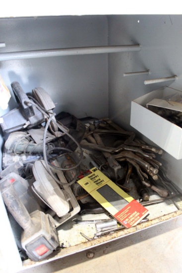 LOT OF HAND TOOLS, in cabinet (cabinet included) (Located at:  Former Premi