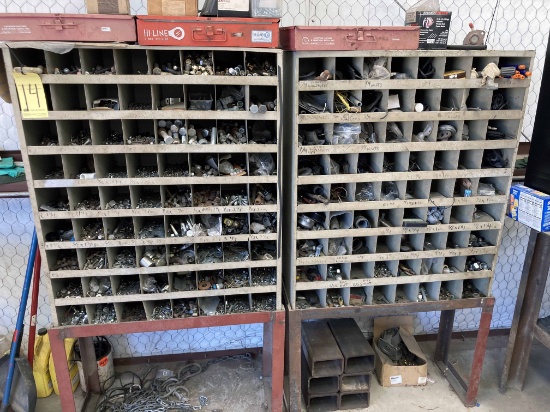 LOT OF PIGEONHOLE PARTS CABINETS, w/assorted fasteners