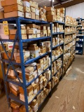 LOT OF FASTENERS, proprietary to aviation industry, on (4) shelving units, shelving included