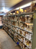 LOT OF FASTENERS, proprietary to aviation industry, on (6) shelving units, shelving included