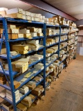 LOT OF FASTENERS, proprietary to aviation industry, on (5) shelving units, shelving included