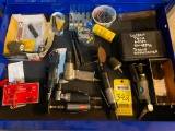 LOT OF TOOLS: pneumatic tools, angle grinder, cut-off wheel, air chisel, air saw, assorted (in one