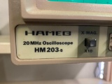 LOT OF ELECTRONIC TEST EQUIPMENT: Hameg, 20MHZ Oscilloscope Mdl.. HM203- 5, w/ power supply, misc.