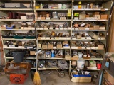 LOT CONSISTING OF: fasteners & electrical components, on three shelving units & under work bench