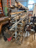 LOT OF ALLOY & FERROUS MATERIAL: rolling cantilever rack, w/ round stock & bar stock, assorted