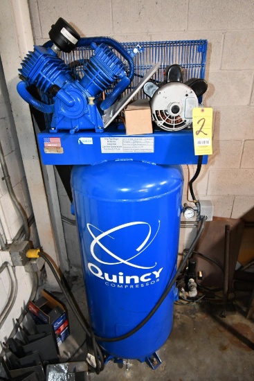 CAST IRON COMPRESSOR, QUINCY, 60 gal. tank (Located at: Jones Machine Company, 5710 Brittmoore,