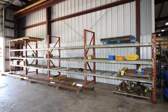 LOT OF PALLET RACK SECTIONS (4), 8' x 3' x 8', w/ mesh inserts
