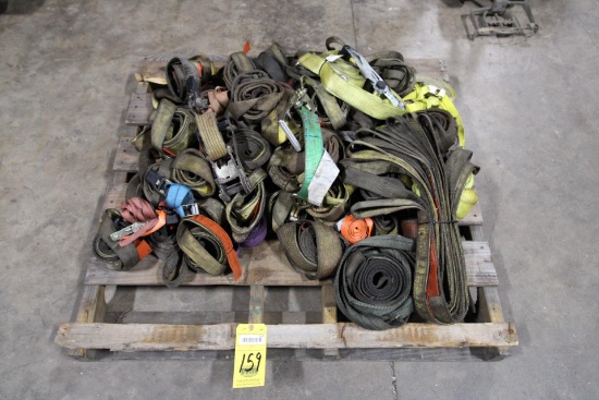 LOT OF POLYESTER SLINGS & RATCHET