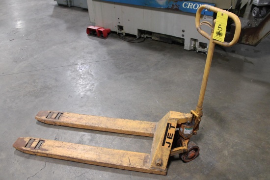 LOW PROFILE PALLET JACK, JET, (needs repair)