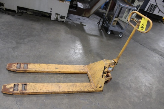 LOW PROFILE PALLET JACK, JET, (needs repair)