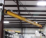 WALL MOUNTED JIB CRANE, HANDLING SYSTEMS INTL. 1 T. CAP., w/ elec. chain hoist