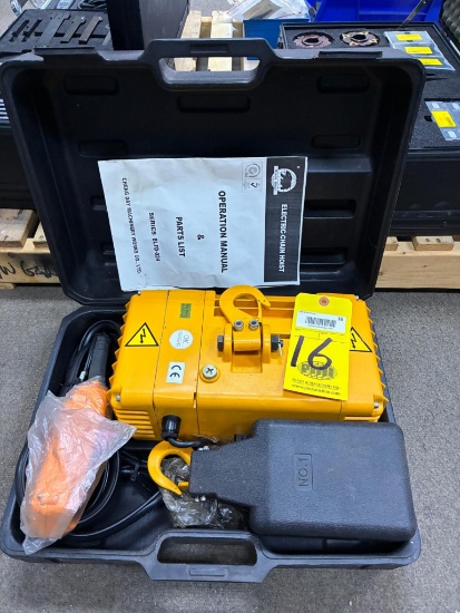 ELECTRIC CHAIN HOIST, MDL. BLFD-024, 500-lb. cap., unused
