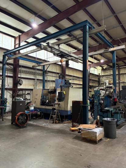 GANTRY CRANE SYSTEM, KNIGHT, 1,500-lb. cap., w/ Harrington elec. chain hoist, 14' x 23 1/2' x