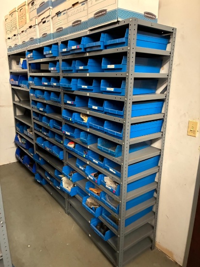 LOT OF ADJUSTABLE METAL SHELVING SECTIONS (APPROX. 20), grey