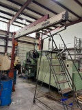 PEDESTAL JIB CRANE, KNIGHT, 350-lb. cap., w/ Harrington chain hoist, 10' reach, approx. 9' under