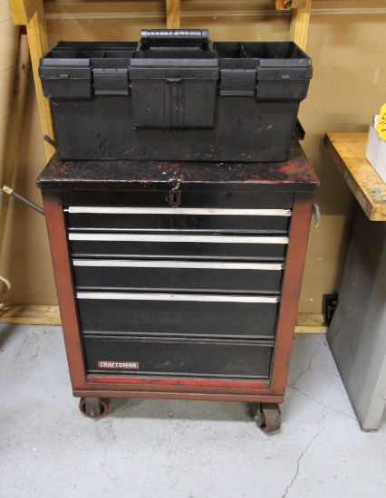 LOT CONSISTING OF: (1) Craftsman mobile base tool box, w/ contents & (1) plastic tool box