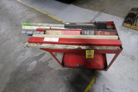 LOT OF WELDING RODS & WELDING WIRE, w/cart