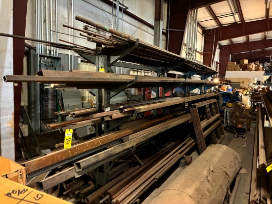 DOUBLE SIDED CANTILEVER RACK, approx. 18'L. x 7' ht. x 16" arms (one week delayed removal)