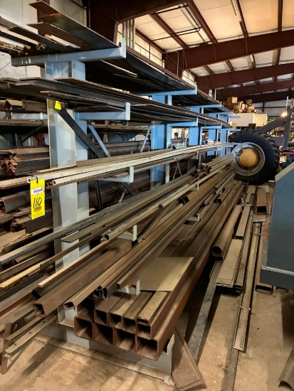 LOT OF RAW MATERIAL: flat stock, 4" square tubing, 6" x 4" rectangle tubing, 3" x 1-1/2" rectangle