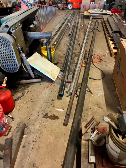 LOT OF RAW MATERIAL: pipe, flat stock, beams, assorted