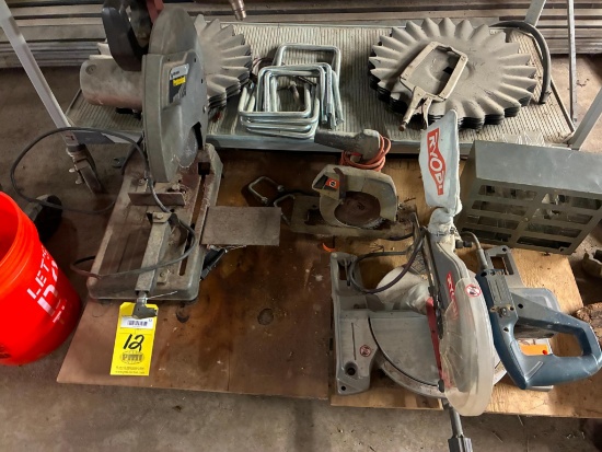 LOT OF ELECTRIC POWER TOOLS: (1) Black & Decker chop saw, (1) Black & Decker Mdl. 7305, 7-1/4"
