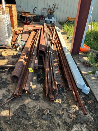 LOT OF RAW MATERIAL: steel pipe, flat bar, tubing, all thread, assorted