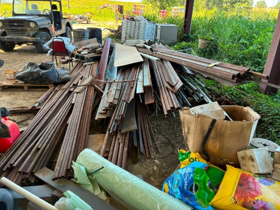 LOT OF RAW MATERIAL: steel pipe, flat bar, tubing, all thread, assorted