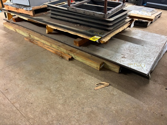LOT OF RAW MATERIAL: assorted steel sheets (8) 4' x 10' & (10) 4' x 8', various thicknesses, all