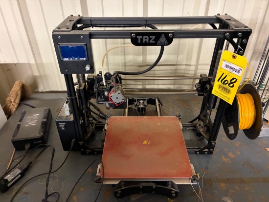 TABLE & CONTENTS: Taz Lulzbot 3D printer w/ table approx. 8' x 3'