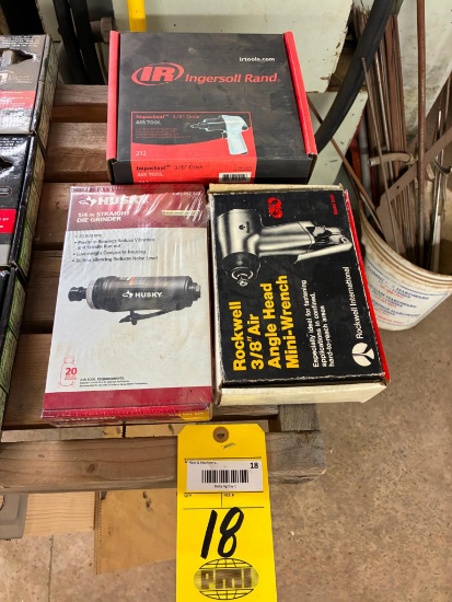 LOT OF PNEUMATIC TOOLS: (1) Husky 1/4" straight grinder, (1) Rockwell Mdl. 2201, 3/8" angle mini