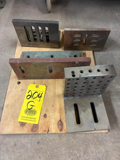 LOT OF ANGLE PLATES: 8" x 6" x 5" H (1), 8" x 5" x 6" H (1), 12" x 6" x 5" H, 6" x 6 1/2" X 7" H,