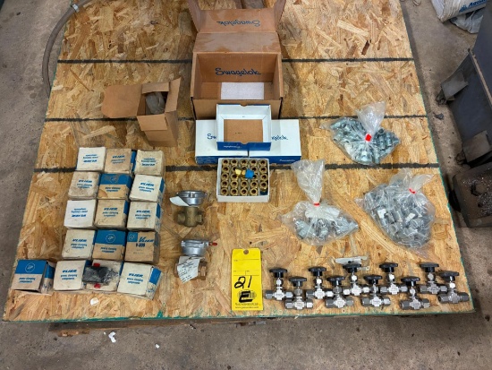 LOT OF FITTINGS, SWAGELOK, 1/2" tube x 1/2" male pipe (25 per box/3 boxes) with assorted fittings